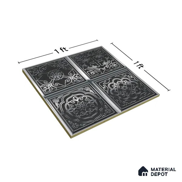 Metallic Wall Tile TL 07235 B Silver Royale 1 ft x 1 ft Ceramic Matte Finish - 9 mm  | 2 mm Spacer is Mandatory | Suitable For Bathroom, Kitchen, Dining Area | Please Expect a Slight Variation of Pattern (Sample)